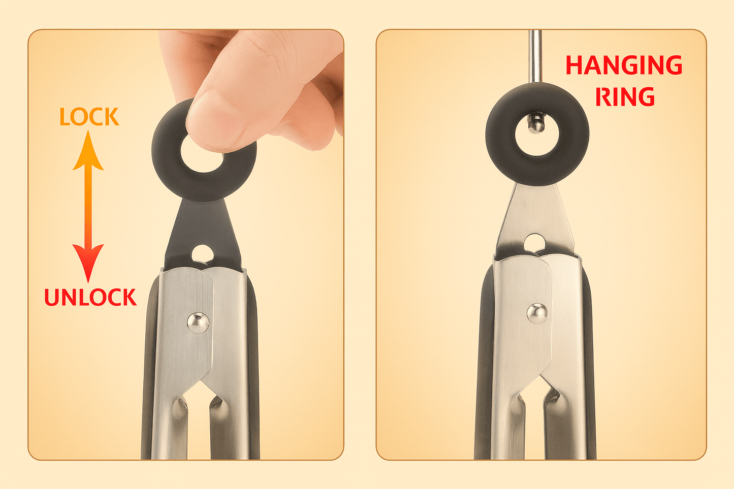 Brown Feather Stainless Steel Tongs with Silicone Handle – Durable, Heat-Resistant & Stylish